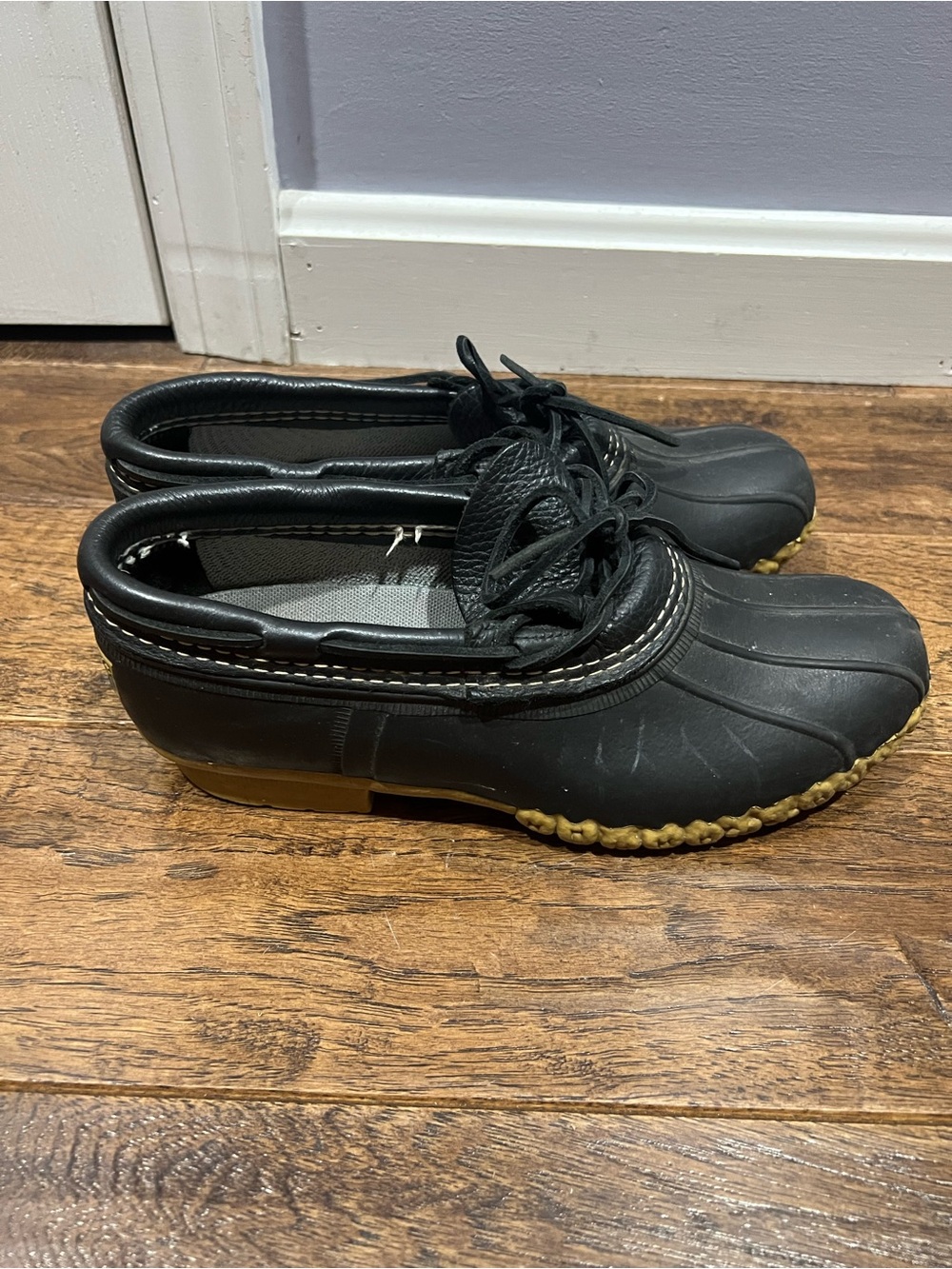 L.L. Bean Black and Tan Duck Shoes Ankle Booties